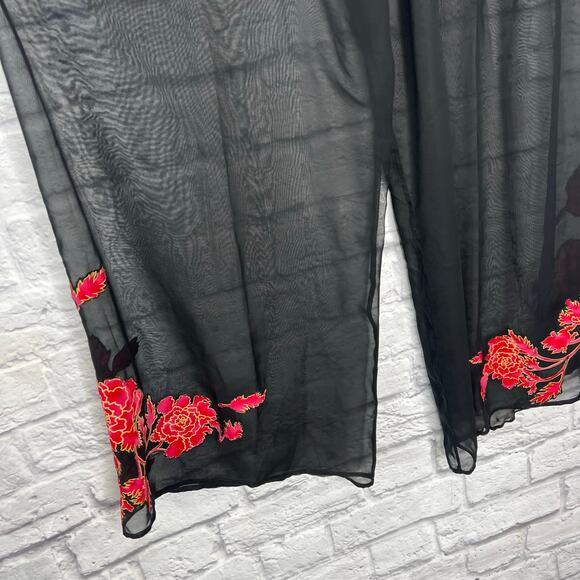 VTG Victorias Secret Collection 2pc Set Sheer Pants Red Floral Size M Tunic - Picture 7 of 11